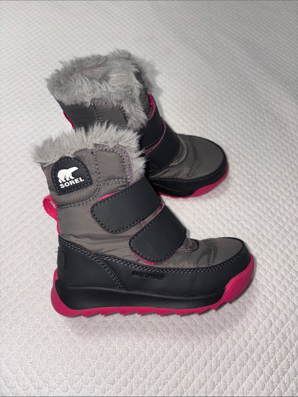 Sorel Gray and Pink Girls' Insulated Winter Boots